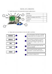 English Worksheet: Parts of  Computer