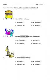 English Worksheet: There is/ There are/ Is there?/ Are there?