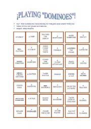 English Worksheet: playing dominoes