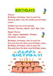 English Worksheet: Birthdays song