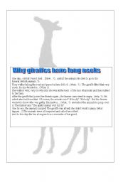 English Worksheet: why giraffes have long necks