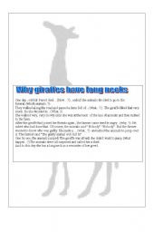 English worksheet: why giraffes have long necks