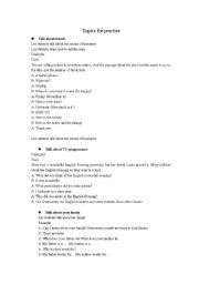 English Worksheet: Topics for practice