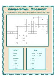 English Worksheet: Comparatives Crossword Puzzle