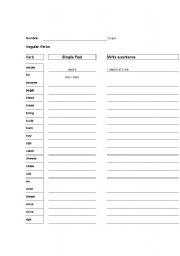 English worksheet: Simple Past Irregular Verbs
