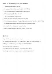 English Worksheet: Let, make, be allowed - answers