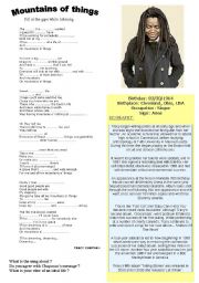 English Worksheet: MOUNTAINS OF THINGS TRACY CHAPMAN