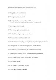 English Worksheet: REPORTED SPEECH SENTENCES