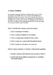 English Worksheet: A future holiday