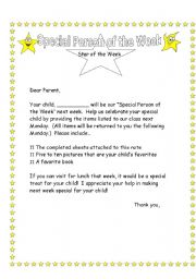 English worksheet: star of the week