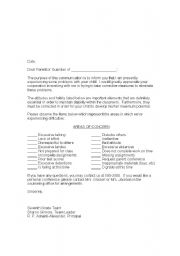 English worksheet: parent letter concern