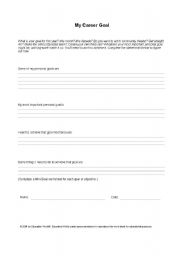 English worksheet: personal goal for students