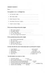 English Worksheet: PRESENT PERFECT