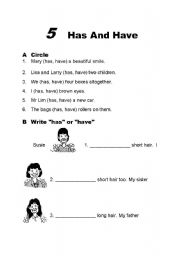 English worksheet: have and has got