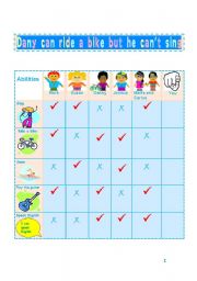 English Worksheet: Can, cant