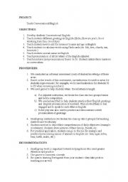 English Worksheet: Project for Conversational English Lessons