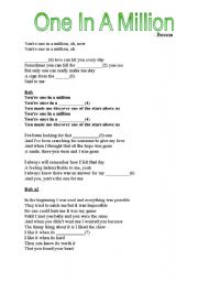 English Worksheet: song, one in a million
