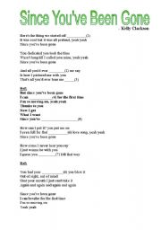 English Worksheet: song, since youve been gone