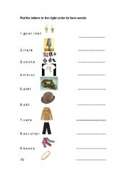 English worksheet: clothes and accessories