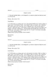 English worksheet: Possessive letter