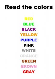 English worksheet: Color game