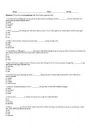 English Worksheet: Present Tense Subject Verb Agreement Multiple Choice