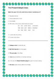 English worksheet: The Present Simple Uses