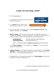 English Worksheet: Create a Class Blog