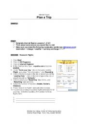 English Worksheet: Plan a Trip:  Internet Project 