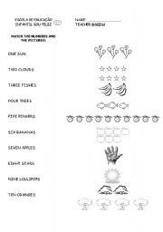 English worksheet: Match the numbers and the pictures