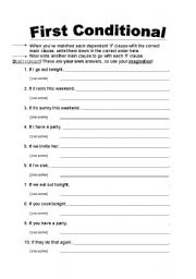 English Worksheet: First Conditional worksheet