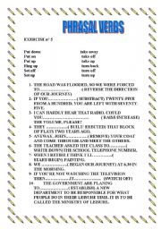 English Worksheet: PHRASAL VERBS  N 5 ( With Key)