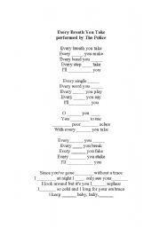 English Worksheet: Every Breath You Take