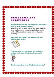 English worksheet: problems and solutions