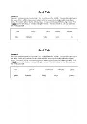 English Worksheet: Small Talk