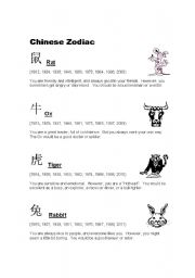 English Worksheet: Chinese Zodiac