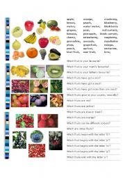 English Worksheet: fruit