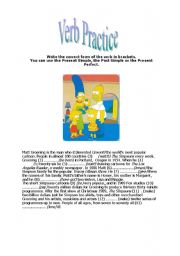 English Worksheet: Simpsons Verb Practice