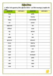 English Worksheet: Opposite adjectives