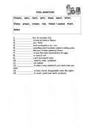 English Worksheet: Descriptive food adjectives