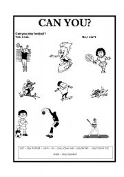 English Worksheet: Sports 2  CAN YOU?