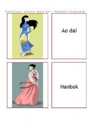 English Worksheet: Traditional dresses-Asia-part III - Flashcards