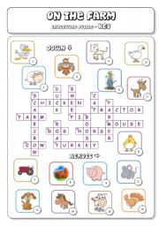 English Worksheet: On the Farm (2b/3) - Crossword Puzzle KEY ONLY