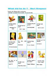 English Worksheet: What did he do ?- Bart Simpson