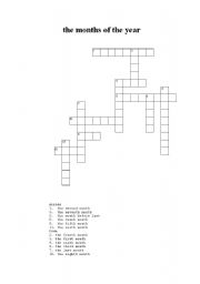 English worksheet: crossword - the months of the year