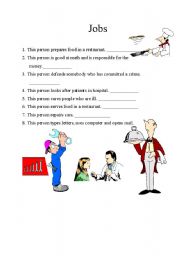 English worksheet: jobs quiz