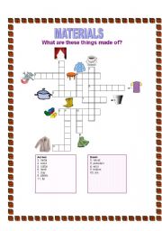 English Worksheet: Materials crossword