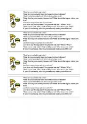 English worksheet: Food questions - cut outs