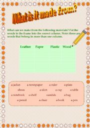 English Worksheet: What is it made from?