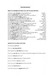 English Worksheet: PHRASAL VERBS SELECTION I